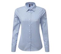 Ladies Check Long Sleeve Shirt Premier Womens Polycotton Gingham Blouse