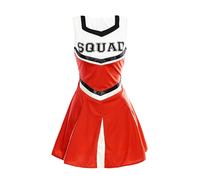 Ladies Cheerleader Fancy Dress Costume - Large - Red Varsity Uniform with Pleated Skirt - Womens High School Dress Up Cheer Captain American Party Outfit