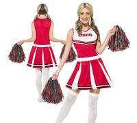 Cheerleader Costume with Pom Poms, Fancy Dress, UK Size 20-22
