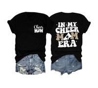 Ladies Cheerleader Mums T-Shirt - Top with 'In My Cheer Mom Era' Saying | Statement Shirt for Proud Mums