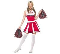Ladies Cheerleader & Pompoms Highschool Festival Hen Fancy Dress Party Costume
