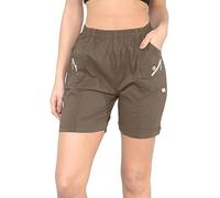 Ladies Cherry Berry 1/2 Length Stretch Shorts - Pull-On Elasticated Waist Plain Summer Hot Pants - Plus Size 10-20 (UK, Numeric, 18, Regular, Regular, Mocha)