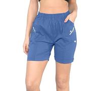 Ladies Cherry Berry 1/2 Length Stretch Shorts - Pull-On Elasticated Waist Plain Summer Hot Pants - Plus Size 10-20 (UK, Numeric, 10, Regular, Regular, Denim)