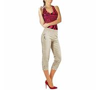 Ladies Cherry Berry Capri Cropped 3/4s Elasticated Summer Pants#Beige Capri Trouser#UK 20