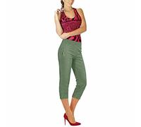 Ladies Cherry Berry Capri Cropped 3/4s Elasticated Summer Pants#Khaki Capri Trouser#UK 24