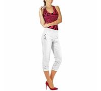 Ladies Cherry Berry Capri Cropped 3/4s Elasticated Summer Pants#White Capri Trouser#UK 20