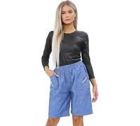 Ladies Cherry Berry Shorts - Womens Plain Capri Length Stretch Fit Pull On Elasticated Waist Summer Crop hot Pants Short Pants Plus Size 10-20 UK (20, Denim Blue)