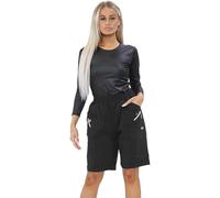 Ladies Cherry Berry Shorts - Womens Plain Capri Length Stretch Fit Pull On Elasticated Waist Summer Crop hot Pants Short Pants Plus Size 10-20 UK (14, Black)