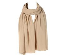 Ladies Chiffon Oversized Plain Scarf Women Quality Large Maxi Hijab Shawl (Beige)