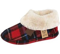 Ladies Chiltern Fur Lining Fur Collar Low TOP Warm Lined Winter Boot Slipper by JO and Joe (Red Blue Tartan, Numeric_6)