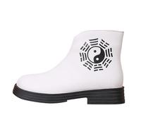 Ladies Chinese Boots| Womens Boots With Side Zip| Yin And Yang Pattern Boot| Slip On Rain Boot| Non Slip Walking Booties| Chinese Traditional Booties| Individuality Eight-Trigram Formation Bootie