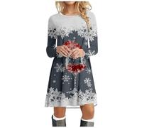 Ladies Christmas Dress, 1950s Dresses for Women Swing Print Dress A-Line Cocktail Prom Party Dress with Novelty Christmas Novelty Christmas Dress Holiday Christmas Women Dress