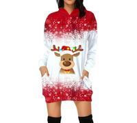 Ladies Christmas Dress, Long Black Skirt Mrs Claus Outfit Cocktail Vintage Dress Christmas Dresses Ladies Party Elegant Costume Adult Long Sleeve Santa Print Xmas Festive
