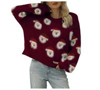 Ladies Christmas Jumpers, Christmas Sweaters for Women, Knitted Crew Neck Reindeer Rudolf Snowflakes Christmas Xmas Knitted Jumpers Ladies Xmas Jumpers Plus Size Jumpers Warm Knitwear Pullover
