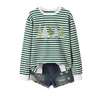 Ladies Christmas Jumpers Glitter Xmas Printed Sweatshirt Long Sleeve Crewneck Sweaters Winter Oversized Pullover Novelty Funny Graphic Tops Green