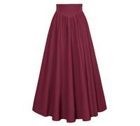 Ladies Christmas Red Maxi Skirts for Women UK High Waist Vintage Long Skirts Gothic Renaissance Lace-up Swing Party Skirt Wine L