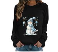 Ladies Christmas Sweatshirt Lovely Stylish Snowman Printing Pullover Xmas Jumpers for Women UK Winter Casual Streetwear Going Out Tops Long Sleeve T Shirts