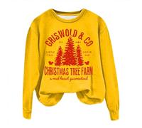 Ladies Christmas Tree Farm Sweatshirt - Lightweight Casual Holiday Retro Hiking Trip Womens Shirt Griswold UK Teen Girls A-Yellow