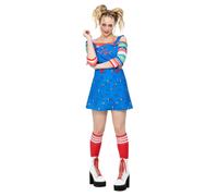 Ladies Chucky Costume Licensed Doll Childs Play Halloween Fancy Dress