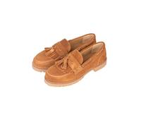 Ladies Chunky Country Suede Loafers Women's Loafer Tassel Shoes (Tan, UK Footwear Size System, Adult, Women, Numeric, Medium, 7)