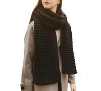Ladies Chunky Knit Scarf Ladies Scarves and Shawl Winter Scarf Blanket Scarves for Women Pashmina Shawls and Wraps Scarfs for Women Winter Knitted Winter Scarf Warm Chunky Knit (Black, One Size)