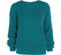 Ladies Chunky Knitted Sweater Pullover for Womens Cosy Baggy Winter Crew Neck Jumper Thick Top Casual Pull On Style Sweater Teal 16-18