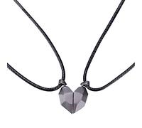 Ladies Chunky Necklace and Pendants Couple Paired Broken Heart Pendant Necklace For Couples Lover Best Friend Gift Wedding Valentine's Day Magnet Necklaces A Pair Of Wishing (BK2, One Size)