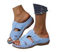 Ladies Chunky Wedge Sandals Extra Wide Fit Wedges Women's Round Head Thick Bottom Hollow Out Wear Clip Toe Thick Bottom Slope Heel Slippers Black Sandal Heels Wide Fit Ladies Sandals (Sky Blue,7.5)