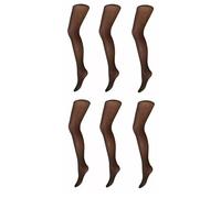 Ladies Cindy 20 Deneir Ladder Resist 100% Nylon Tights with Panel Gusset | 1Pair, 3Pairs & 6Pairs | (UK, Alpha, L, Regular, Regular, Barely Black (6Pairs))