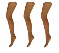 Ladies Cindy 20 Deneir Ladder Resist 100% Nylon Tights with Panel Gusset | 1Pair, 3Pairs & 6Pairs | (UK, Alpha, L, Regular, Regular, American Tan (3Pairs))