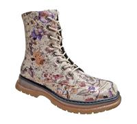 Ladies Cipriata Mid Calf Boots 8 Eyelet Floral Zip Lace Memory Foam Womens