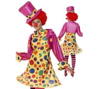 Ladies Circus Clown Costume Funny Comic Relief Women Fancy Dress Uk 8-22