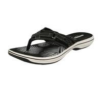 (UK 8, Black) Ladies Clarks Toe Post Sandals Brinkley Sea - D Fit