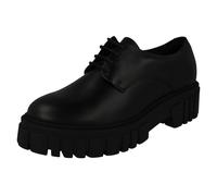 Clarks Ladies Chunky Sole Lace Up Smart Shoes Page Walk - Black Leather - UK Size 6.5D - EU Size 40 - US Size 9M