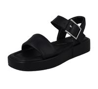 Ladies Clarks Square Toe Leather Flatform Wedge Buckle Sandals - Alda Strap