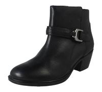 Clarks Ladies Clarks Zip Fastening Block Heeled Smart Casual Ankle Boots Neva Buckle - Black - UK 7 - E