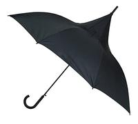 Ladies Classic Black Pagoda Umbrella | Windproof Fancy Gothic Push Button Automatic Opening Golfing Brolly | Heavy Duty Waterproof Strong Stick Womens Umbrellas | Large Golf Stick Parasol