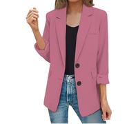 Ladies Classic Blazer Coat for Women UK Elegant Long Sleeve Blazer Jacket With Pocket Fashion Solid Color Two Button Blazers Cardigans Lapel Collar Elegant Office Work Business Jacket
