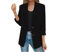 Ladies Classic Blazer Coat for Women UK Elegant Long Sleeve Blazer Jacket With Pocket Fashion Solid Color Two Button Blazers Cardigans Lapel Collar Elegant Office Work Business Jacket