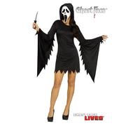 Ladies Classic GHOST FACE® Dress + Deluxe Mask Scream Halloween Fancy Dress UK