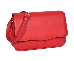 Ladies Classic Italian Design Organiser Shoulder Womens Leather Cross Body Bag MATILDA Red