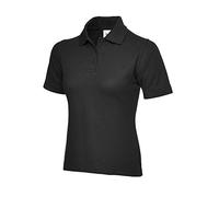 Ladies Classic Poloshirt Workwear Casual Uniform Girls Sports Adult Gift Top (Black, M, m)