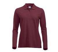 Ladies Classic Pure Cotton Long Sleeve Polo Shirt. Modern fit, 11 Vibrant Colours, XS-2XL (M, Burgundy)