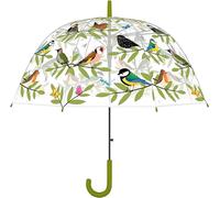 Ladies Clear Dome See-Through Umbrella Garden Birds Automatic Opening Brolly