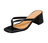 Ladies Clogs Navy Flip Flops For Women Wedges Women Outwear Square Headed High Heeled Solid Color Sandals Women Sandals Wedge Toe Post Sandals White Mules (Black, 4.5)