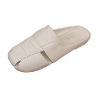 Ladies Closed Toe Sandals UK Mule Cushion Walk Comfort Anti-Slip Slides Slippers Vintage Hollow Out Wide-fit Slip On Flat Sandal for Work Beach Travel Hiking Fashion Versatile Footwear White