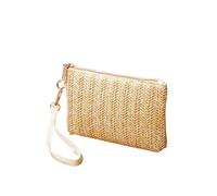 Ladies Clutch Weaving Bag Women Daily Money Phone Clutch Straw Woven Coin Purse Summer Beach Wallet For Party, Wedding(Light Brown)