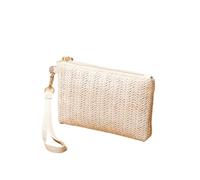 Ladies Clutch Weaving Bag Women Daily Money Phone Clutch Straw Woven Coin Purse Summer Beach Wallet For Party, Wedding(Beige)