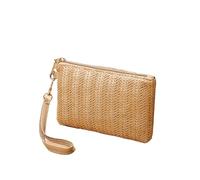 Ladies Clutch Weaving Bag Women Daily Money Phone Clutch Straw Woven Coin Purse Summer Beach Wallet For Party, Wedding(Brown)