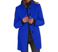 Ladies Coats Winter Coat Women Vintage Coats for Casual Outings Warm Parka to Gathering Button-Front Jackets Classic Coat with Pockets Dark Blue L